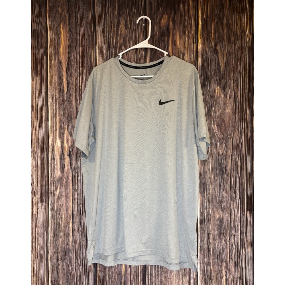 Nike Shirt Mens XL Gray Heather Dri Fit Pro Short Sleeve Pullover Tee CZ1181-073